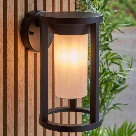 Exterior Black Cylinder Downlighting Wall Light - The Farthing