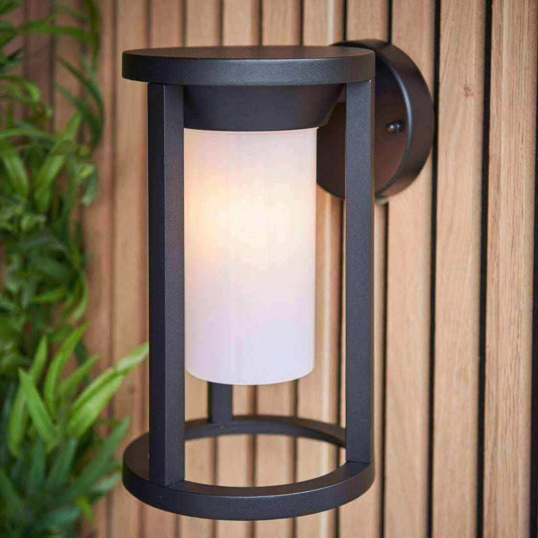 Exterior Black Cylinder Downlighting Wall Light - The Farthing