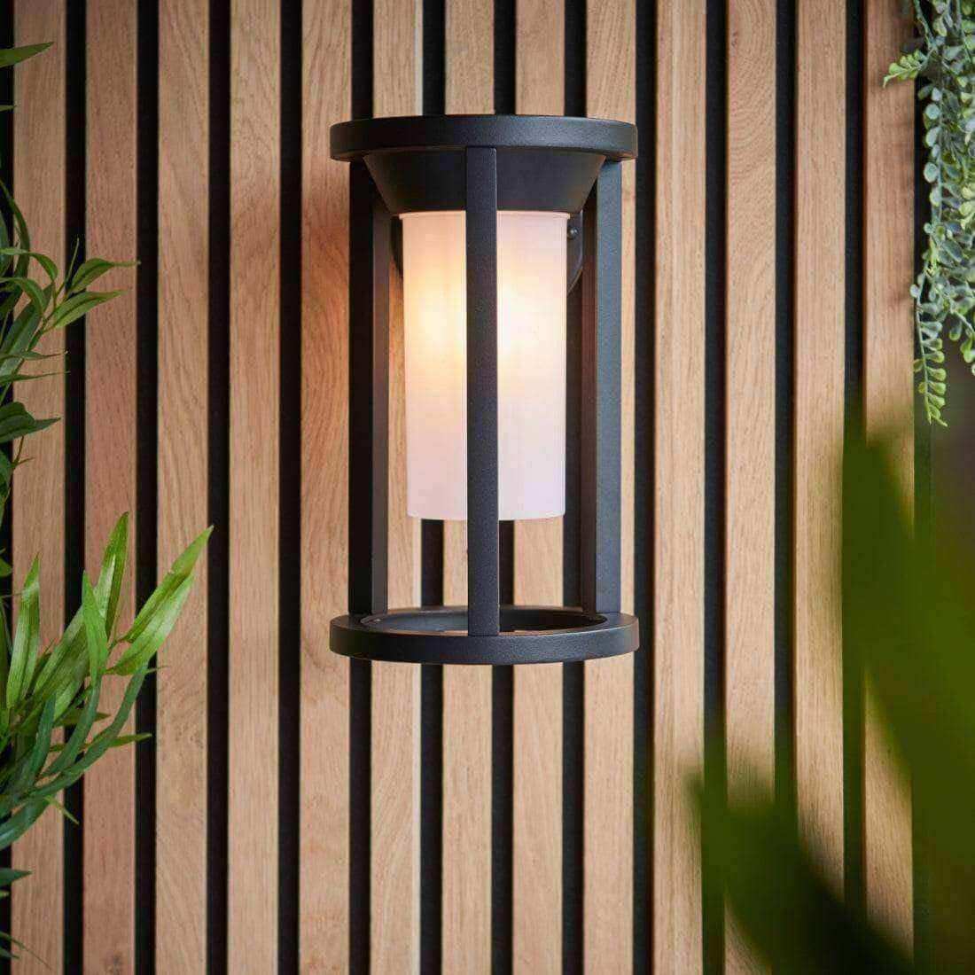 Exterior Black Cylinder Downlighting Wall Light - The Farthing