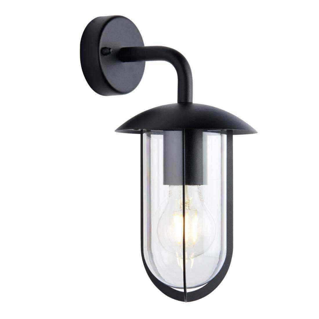 Exterior Black Dome Swan Downlighting Wall Light - The Farthing