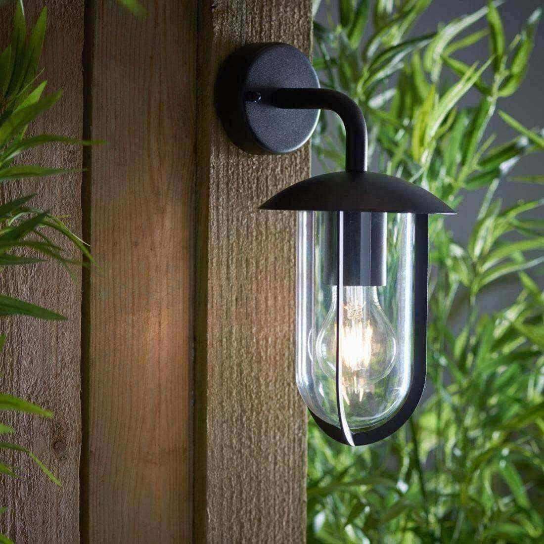 Exterior Black Dome Swan Downlighting Wall Light - The Farthing