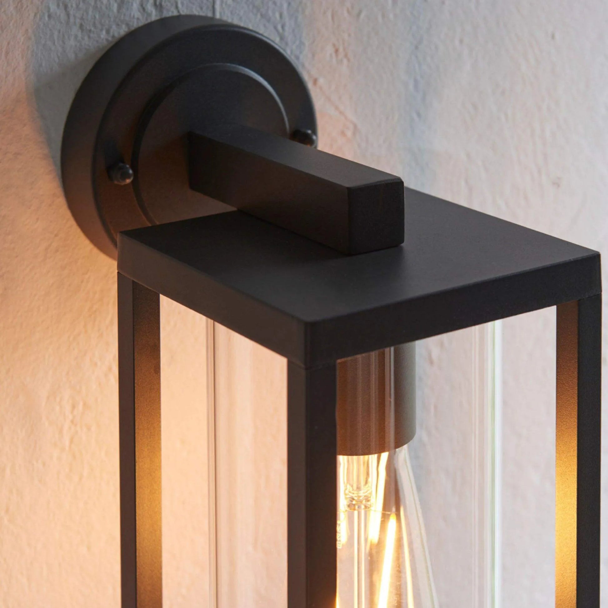 Exterior Black Rectangular Silhouette Downlighting Wall Light - The Farthing