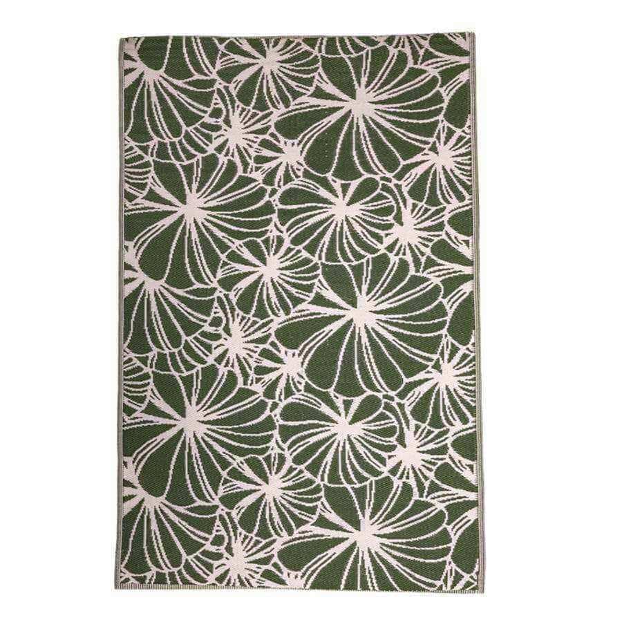Extra Large Green Floral Patterned Rectangle Outdoor Rug - The Farthing
