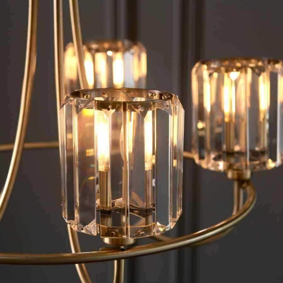 Faceted Glass & Antique Brass Pendant Light - The Farthing