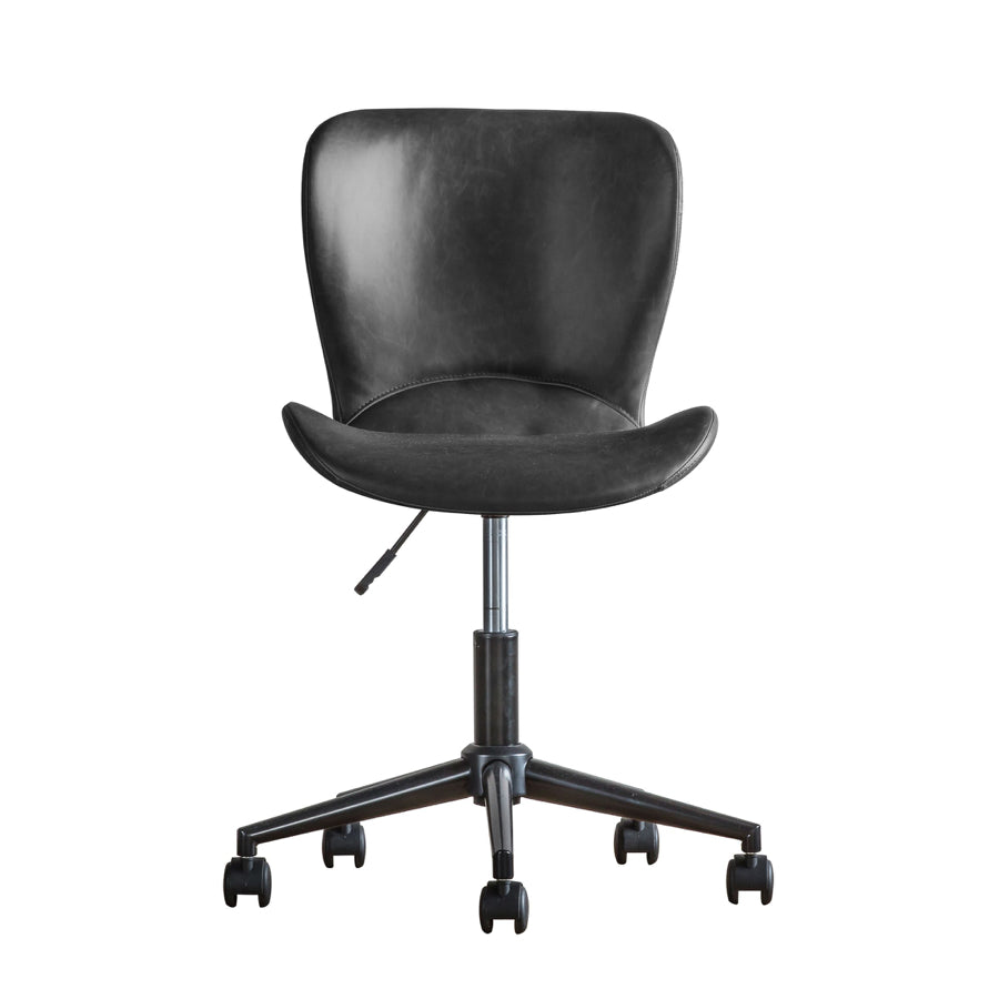 Faux Charcoal Leather Swivel Desk Chair with Height Adjustment - The Farthing
