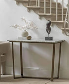 Faux Green Marble Topped Antique Bronze Legged Console Table - The Farthing