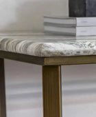 Faux Green Marble Topped Antique Bronze Legged Console Table - The Farthing