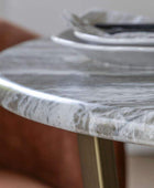 Faux Green Marble Topped Antique Bronze Legged Dining Table - The Farthing