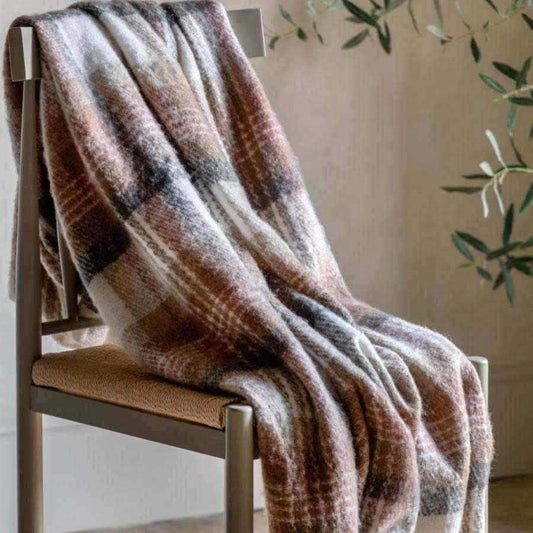 Faux Mohair Check Design Throw - The Farthing