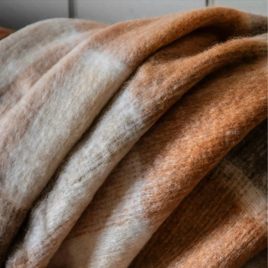 Faux Mohair Checked Design Throw - The Farthing