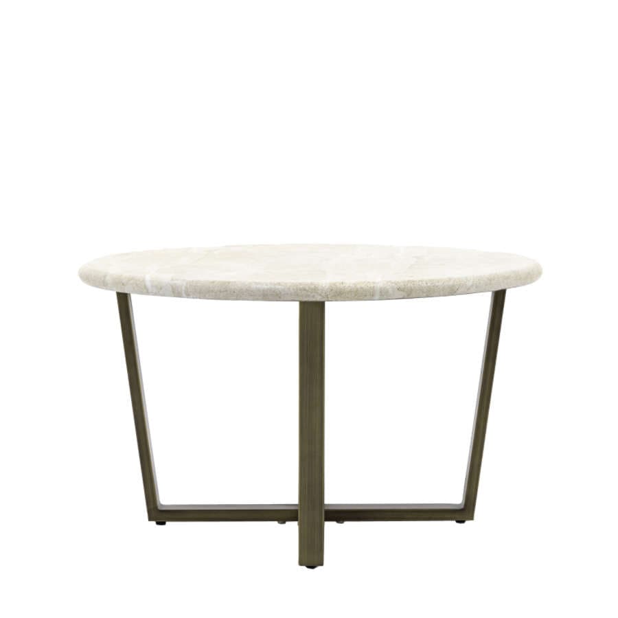 Faux Travertine Topped Antique Bronze Legged Coffee Table - The Farthing