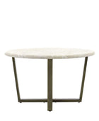 Faux Travertine Topped Antique Bronze Legged Coffee Table - The Farthing