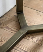Faux Travertine Topped Antique Bronze Legged Console Table - The Farthing