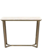 Faux Travertine Topped Antique Bronze Legged Console Table - The Farthing