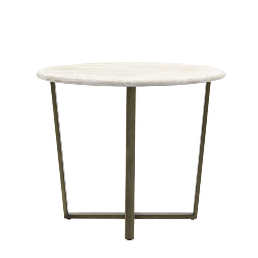 Faux Travertine Topped Antique Bronze Legged Dining Table - The Farthing