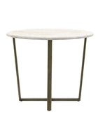 Faux Travertine Topped Antique Bronze Legged Dining Table - The Farthing