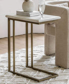 Faux Travertine Topped Antique Bronze Legged Supper Table - The Farthing