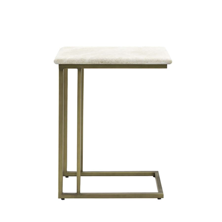 Faux Travertine Topped Antique Bronze Legged Supper Table - The Farthing