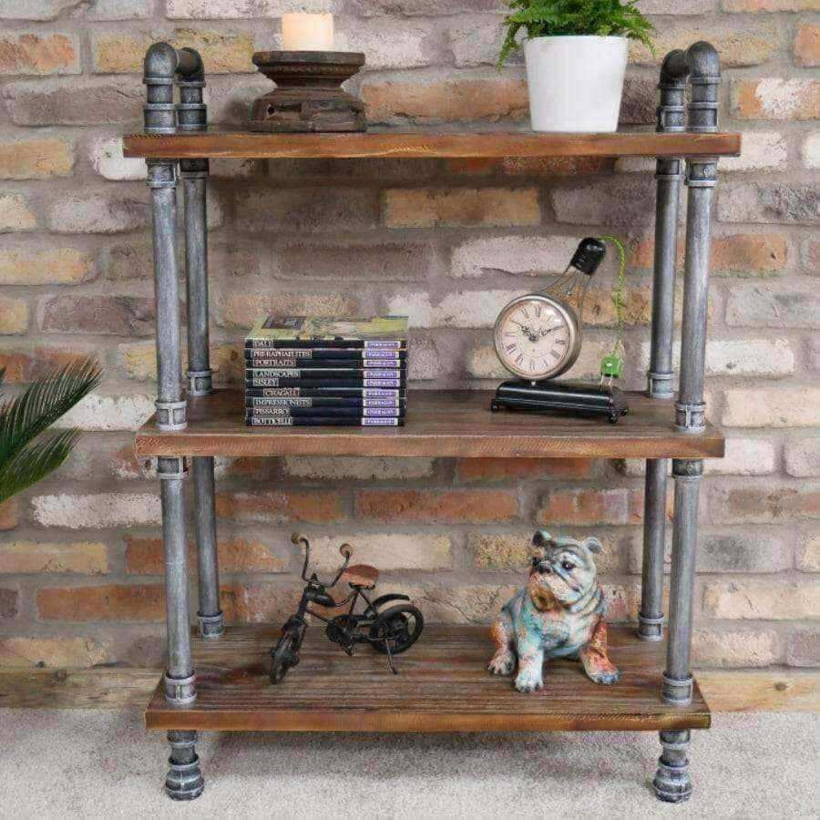 Floor Standing Metal and Wood Thorncombe Pipe Shelf - The Farthing