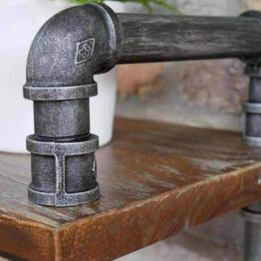 Floor Standing Metal and Wood Thorncombe Pipe Shelf - The Farthing