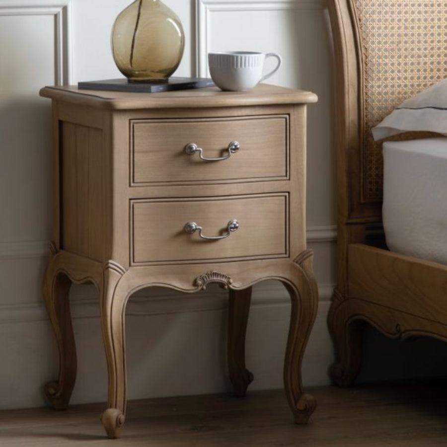 French Inspired Weather Wood Bedside Table - The Farthing