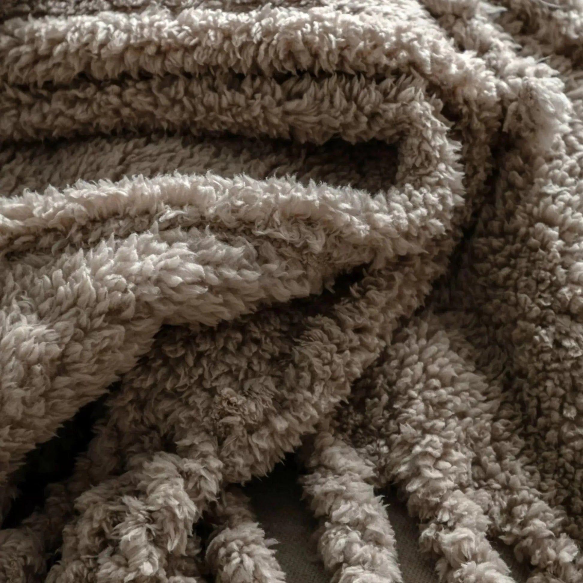 Fringed Taupe Teddy Throw - The Farthing