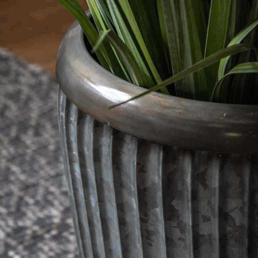 Galvanised Ribbed Metal Planter Set of 2 - The Farthing