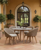 Garden Brown PE Wicker 4 Seater Round Dining Set - The Farthing