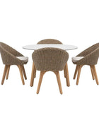 Garden Brown PE Wicker 4 Seater Round Dining Set - The Farthing