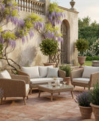 Garden Brown PE Wicker 4 Seater Sofa Set - The Farthing