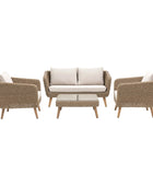 Garden Brown PE Wicker 4 Seater Sofa Set - The Farthing