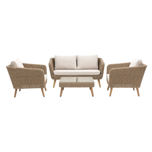 Garden Brown PE Wicker 4 Seater Sofa Set - The Farthing