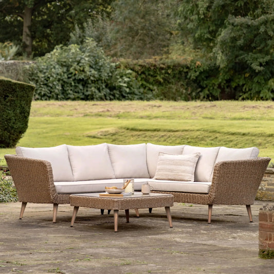 Garden Brown PE Wicker Corner Sofa Set - The Farthing