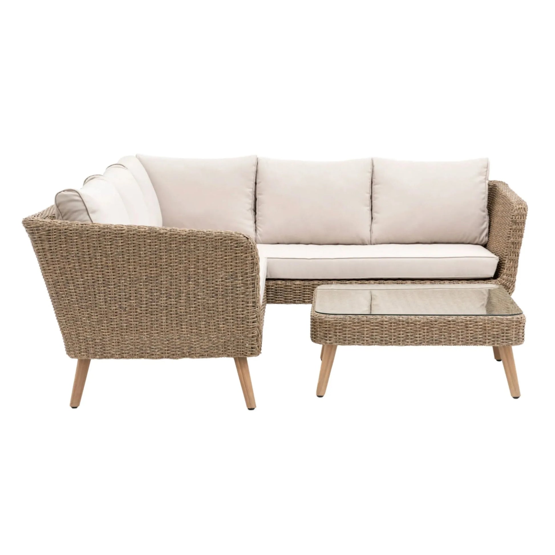 Garden Brown PE Wicker Corner Sofa Set - The Farthing