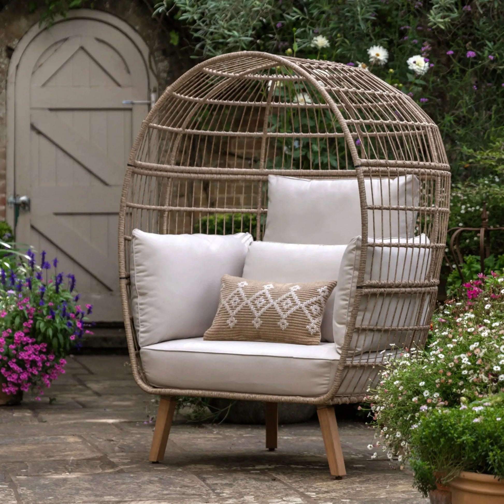 Garden Brown PE Wicker Egg Chair - The Farthing