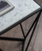 Geometric Black Frame Marble Topped Side Table - The Farthing