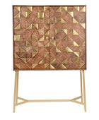 Geometric Gold Inlay Wood Cocktail Drinks Cabinet - The Farthing