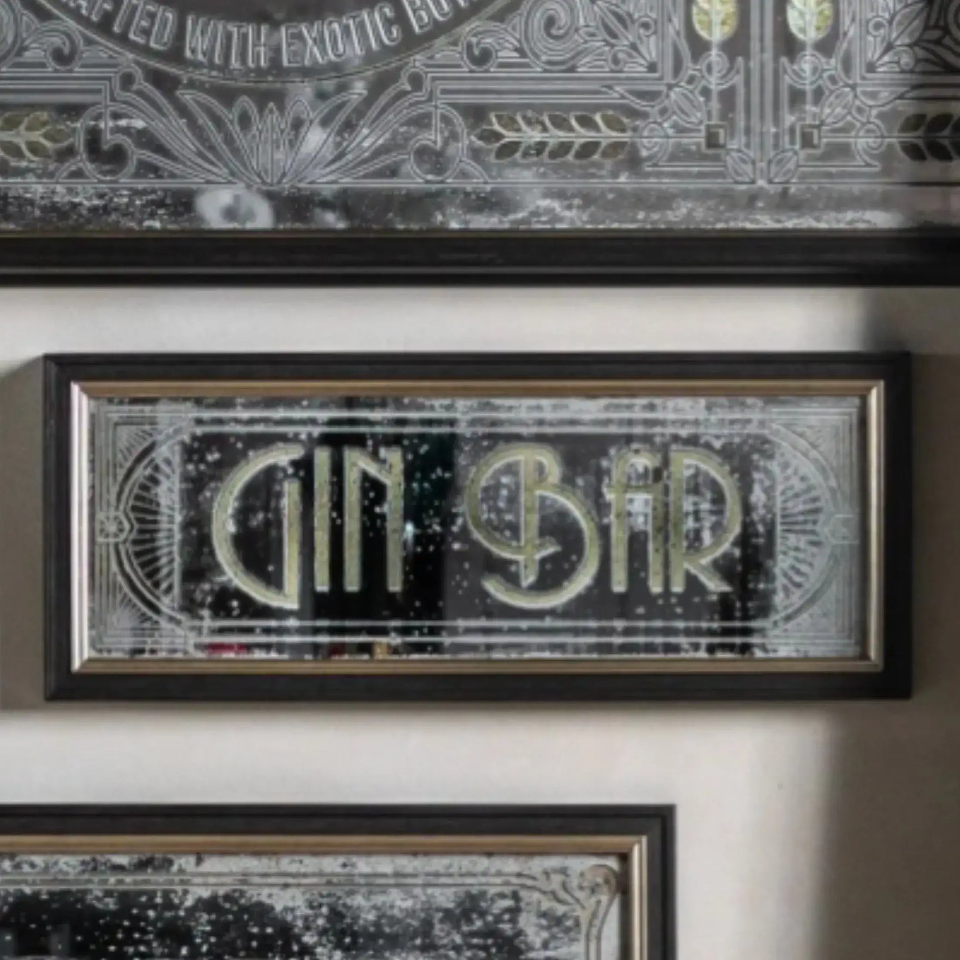 Rectangular Antique Glass Gin Bar Wall Mirror 44