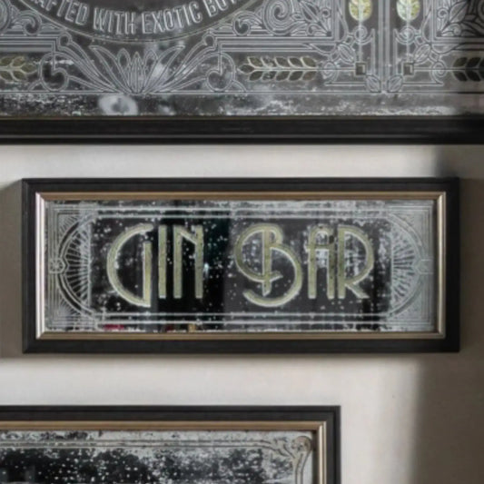 Rectangular Antique Glass Gin Bar Wall Mirror 44