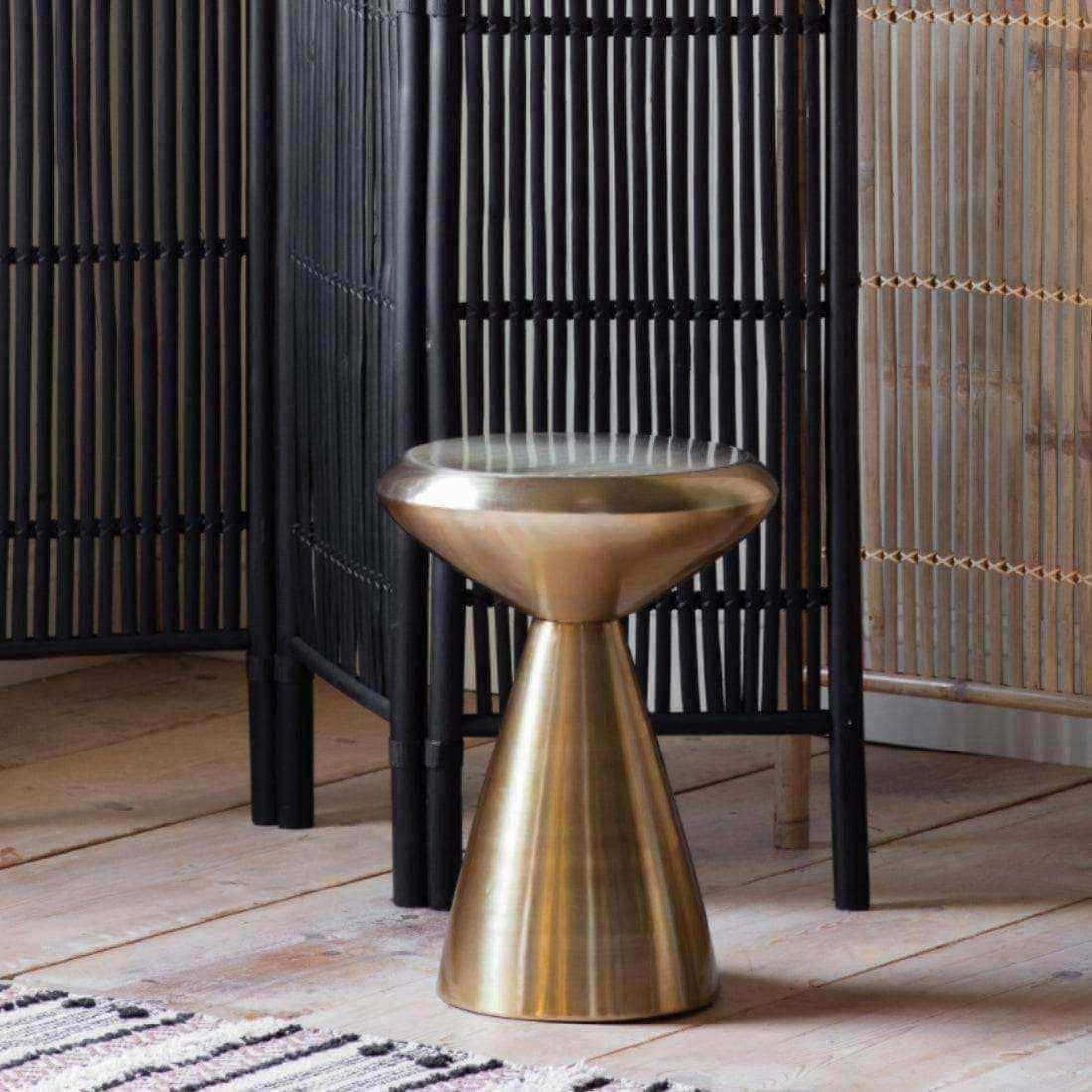 Glamorous Spun Metal Golden Side Table - The Farthing
