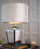 Glass High Shine Chromed Table Lamp & Shade - The Farthing