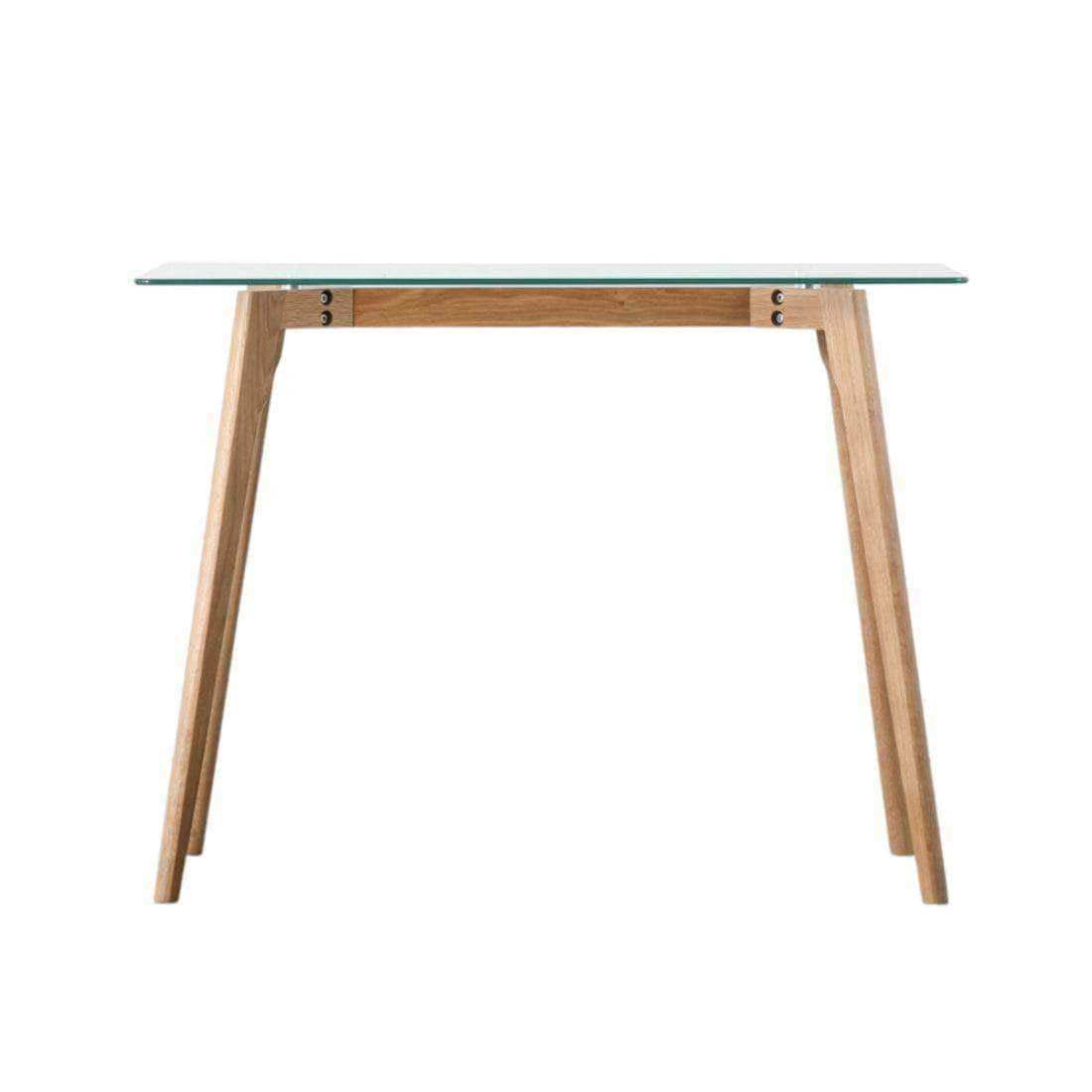 Glass Topped Oak Legged Desk - The Farthing