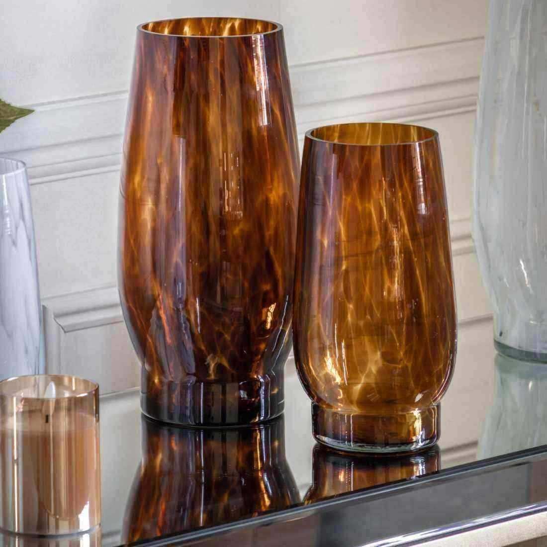 Glass Tortoiseshell Finish Vase - Choice of Size - The Farthing