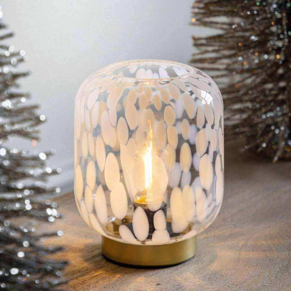 Glass White Marble Effect LED Lamp - The Farthing