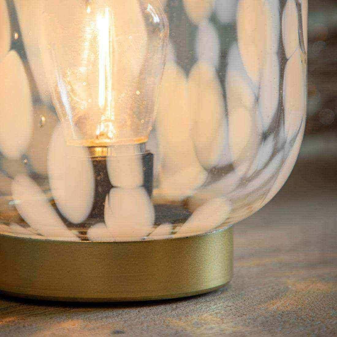 Glass White Marble Effect LED Lamp - The Farthing