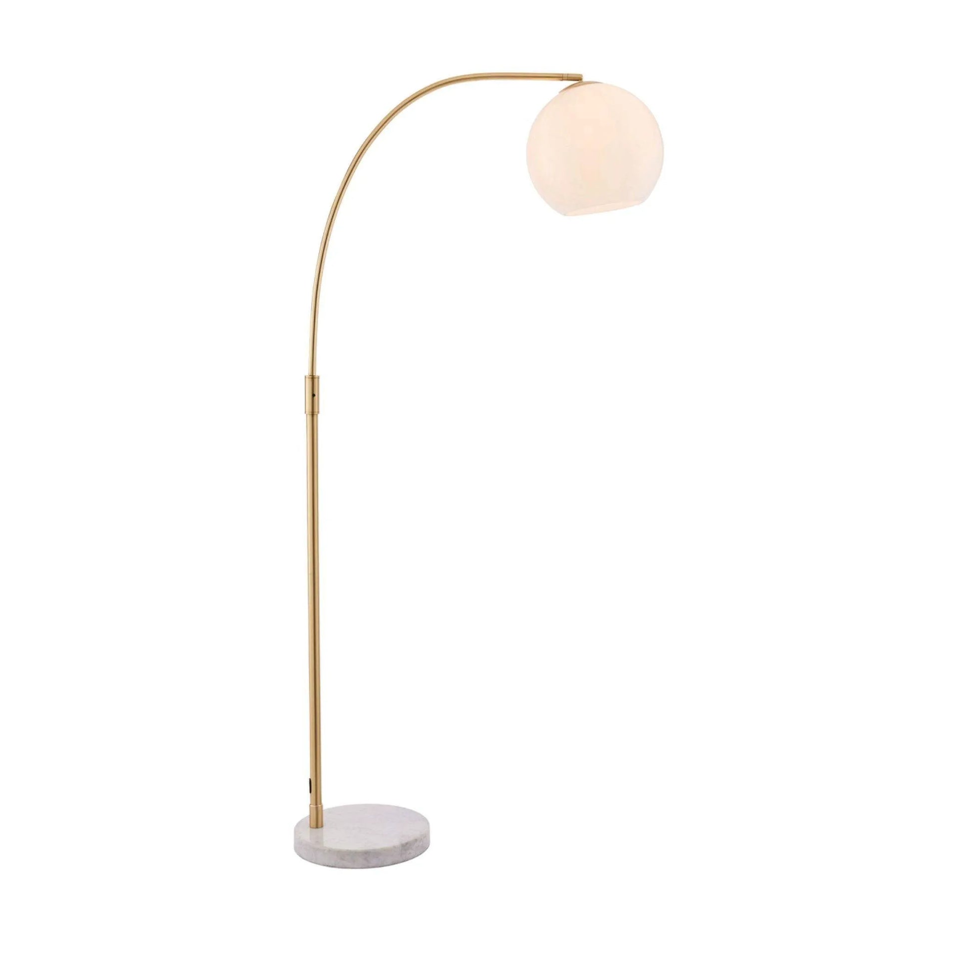 Gloss White Glass & Gold Floor Lamp - The Farthing