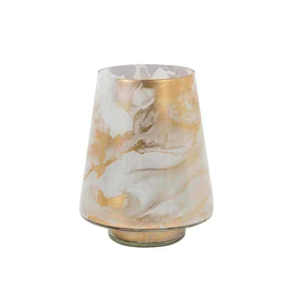 Gold and White Marble Effect Candle Holder - The Farthing