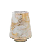 Gold and White Marble Effect Candle Holder - The Farthing