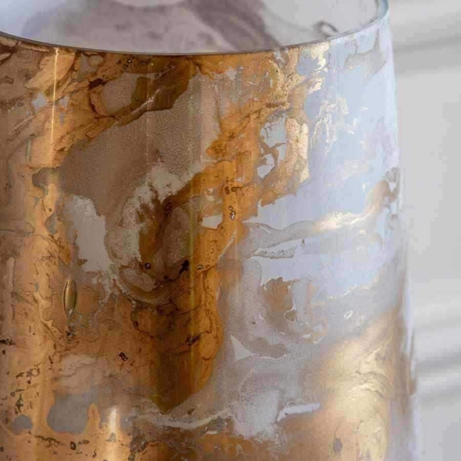 Gold and White Marble Effect Candle Holder - The Farthing