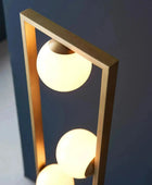 Gold Art Deco Opal Sphere Floor Light - The Farthing